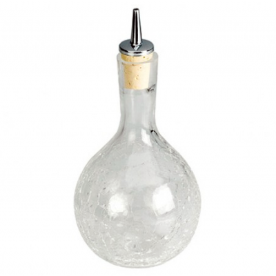 Dash Bottle Round Crackle Glass 11.5oz