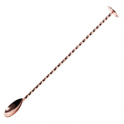 Twisted Bar Spoon Flat End Copper Plated 27cm