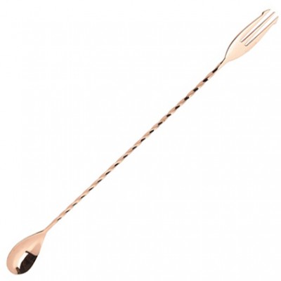 Twisted Bar Spoon Fork End Copper 32cm 